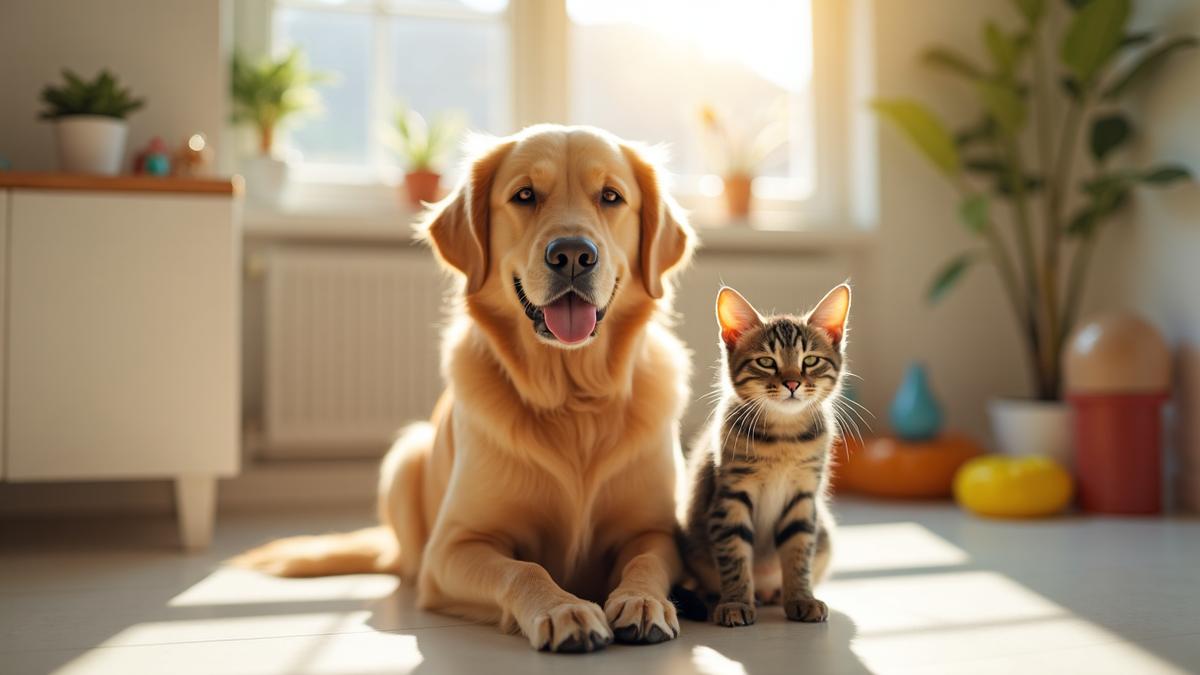 Chien et chat dans le refuge